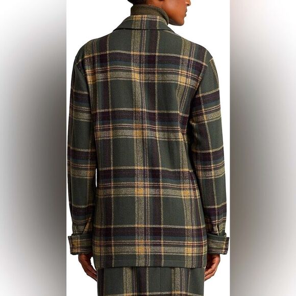 Ralph Lauren Collection Fall 2023 Andrya Olive Plaid Shirt Jacket - Picture 14 of 17